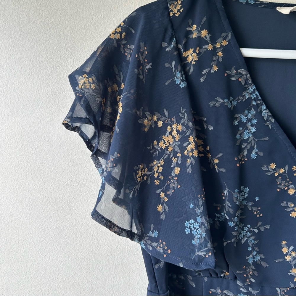 Neesees Dresses The Karlee Orange Creek Modest Maxi Chiffon Navy Floral Dress S - Picture 4 of 12